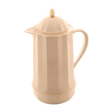 Imagem de LYOR Garrafa Térmica de Plástico Genova Bege 1L - Utensílios de Cozinha - Mesa Posta - Decoração - Itens Para Casa -Perfeita Para Café e Chá-Mantém a Temperatura de Bebidas Quentes e Geladas