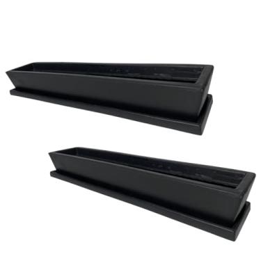 Imagem de 2 Vasos Jardineira de Plantas 80cm e Prato Polietileno Bege (Preto)