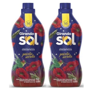 Imagem de Kit Amaciante Concentrado Girando Sol Coco e Baunilha 1 Litro, 2 Unidades, Rende 100 Lavagens Tipos (Paixão Secreta)