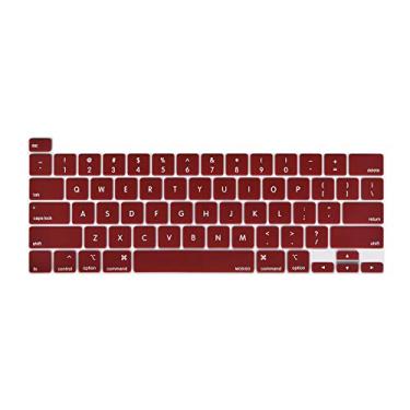 Imagem de Capa de teclado MOSISO compatível com MacBook Pro 2020 13 polegadas A2338 M1 A2289 A2251 e MacBook Pro 2019 de 16 polegadas A2141 com Touch ID e tela Retina, película protetora de silicone, vermelho Marsala
