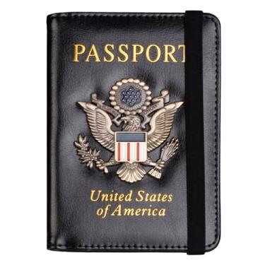 Imagem de TOURSUIT Conjunto de porta-cartões RFID para passaporte e vacina, capa com porta-documentos de viagem, organizador de carteira de passaporte de viagem feminina com compartimento protetor para cartão