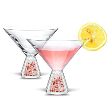 Imagem de 2 copos de martini de 2 peças de 2 peças com elegantes bases de diamante, copos de coquetel, ótimo para martini, coquetéis, uísque, margarita, copos de suco, diamante não vazará (vermelho)