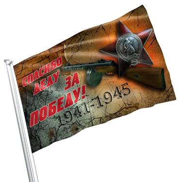 Imagem de URSS Rússia Vitória Segunda Guerra Mundial (Segunda Guerra Mundial) 1941-1945 Grandfather Thank you for the Victory 0,9 x 1,5 m Bandeira Bandeira Cor Viva Costura Dupla Ilhós de Latão