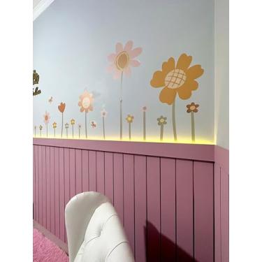 Imagem de Kit Completo 13 Placas Shiplap Decorativa com Suporte para LED 90cm - MDF Pintável - Decoração para Quarto Infantil