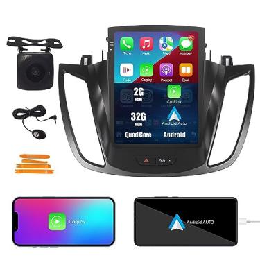 Imagem de KUNFINE Tesla Style 24.6 cm Android Radio CarPlay Android Auto Autoradio Navegação veicular estéreo multimídia Player GPS RDS DSP BT WiFi substituição para Ford Escape 2013-2018, se aplicável