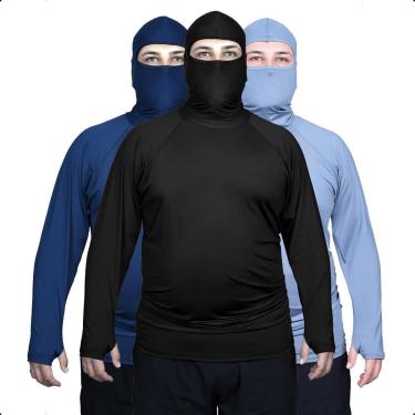 Imagem de 03 Camisa Segunda Pele Plus Size Manga Longa Masculina UV50-Masculino