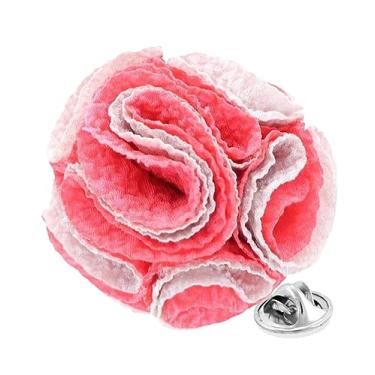 Imagem de Vittorio Vico Broche de lapela de flor seersucker formal em dois tons masculino - broche, flor na lapela para homens, 2.5" (6.36CM), Poliéster, Não aplicável