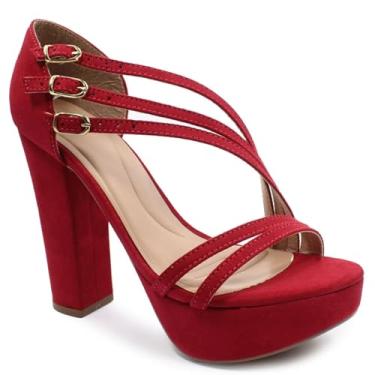 Imagem de Sandália Modarpe Meia Pata Salto Alto Feminina M46 (Vermelho, BR, Adulto, Numérico, 35)