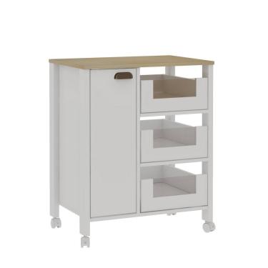 Imagem de Balcao Multifuncional 1 Porta 3 Gavetas Branco/Savana Genialflex