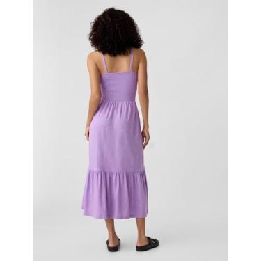 Imagem de GAP Vestido feminino midi franzido, Lilás Surge, PP