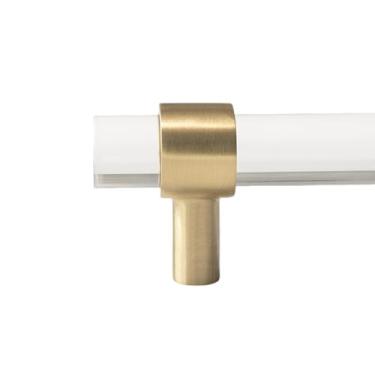 Imagem de Vários tamanhos, puxadores de gaveta de latão acrílico transparente, alça de barra T branca, puxador de banheiro, maçaneta de porta de armário de cozinha, B1, latão, furo a furo 256 mm