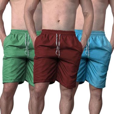 Imagem de Kit 8 Bermudas Masculina Tactel Lisa Básica Caminhada  Esportiva Academia - M - Variadas-Masculino