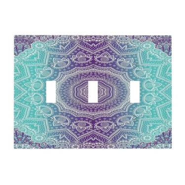 Imagem de Spshian Capa para interruptor de luz, mandala moderna, geométrico, geométrico, 3 grupos, placa de parede tripla para interruptor de luz, interruptor, capas decorativas de tomada, placa elétrica para