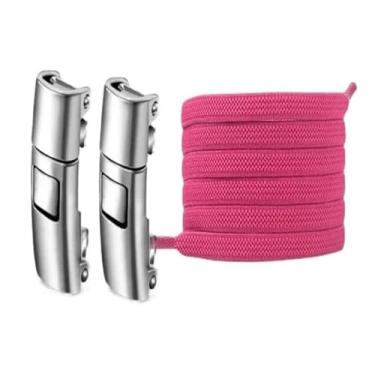 Imagem de Press Lock Shoelaces Without Ties Elastic Laces Sneaker Widened Flat No Tie Shoe Laces Kids Adult Shoelace For Shoes(Rose red)