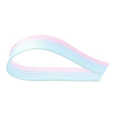 Imagem de Cadarços Listrados Colorblocked Tênis Infantil Adulto Cadarços Elásticos De Cor Gradiente Acessórios Para Sapatos(Pink blue 8,140cm)