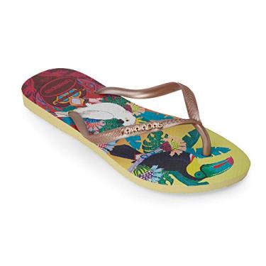 Imagem de Sandalias Havaianas Slim Tropical Havaianas Slim Tropical Feminino Amarelo Limao 41/42