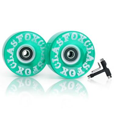 Imagem de CLAS FOX 78A Rodas de Skate Quad Roller 65 x 35 mm para ambientes internos ou externos, com ferramentas T e rolamentos ABEC-9, 8 peças (verde)
