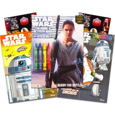 Imagem de Livro de colorir Star Wars com lapis tematicos Jumbo Star Wars Kylo Ren, Rey, Capitao Phasma, Stormtroopers, BB-8 e muito mais Inclui adesivos de bonus do sistema solar
