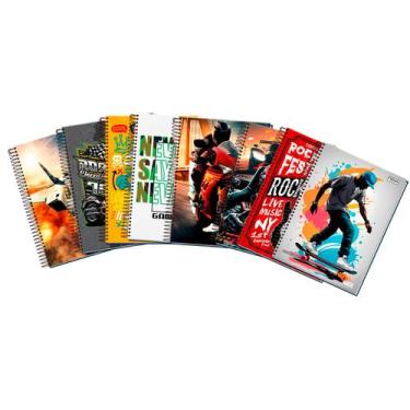 Imagem de Caderno Escolar Espiral Arame Capa Dura Coleção Masculino 20 Matérias 