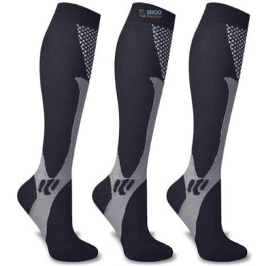 Imagem de Kit 3 Pares Meia de Compressão Elástica Anti Varizes Trombose Má Circu