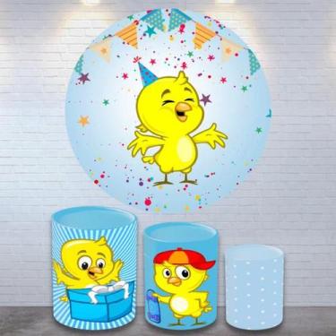 Imagem de Kit Painel de Festa Redondo Trio Cilindro - PINTINHO AMARELINHO - DeCa