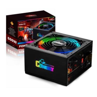Imagem de Fonte de Alimentação ATX 600W Bivolt Manual com Led RGB - KP-535-RGB -