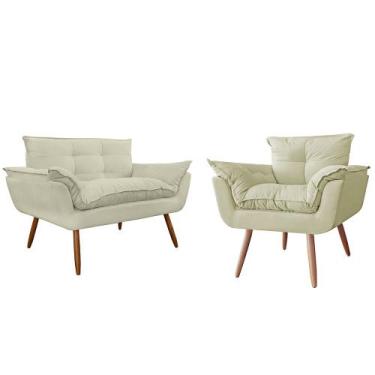 Imagem de Kit Namoradeira Sofá 02 lugares mais 01 Poltrona decorativa Opalla Pés