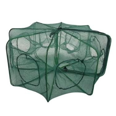 Imagem de Covo Armadilha Peixes Camaroes Siri Lambai Alevinos 8 Furos - Têxtil S