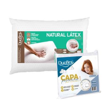 Imagem de Kit Travesseiro Látex Slim + Capa Impermeável - Duoflex