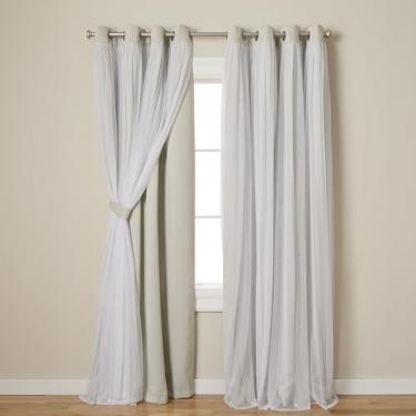 Imagem de TOWN & COUNTRY LUXE Cortinas internas de camada dupla Talia, blecaute transparente e escurecimento do ambiente, topo com ilhós, eficiência energética, conjunto com 2 unidades, 132 cm L x 277 cm C