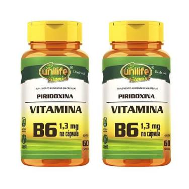 Imagem de Kit C/2 Vitamina B6 Piridoxina 500mg 60 Cápsulas Vegan - Unilife
