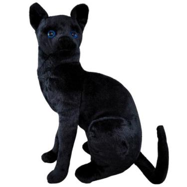 Imagem de Gato de Pelúcia Preto Gatinho Negro Realista Sentado Lindo - Fizzy
