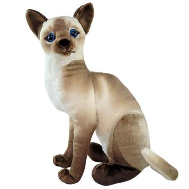 Imagem de Gato de Pelúcia Realista Gatinho Siamês Sentado Lindo - Fizzy