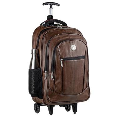 Imagem de Mochila Rodinha Carrinho Executiva Moderna Couro Notebook com Entrada 