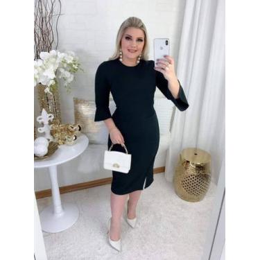 Imagem de Vestido Plus Size Fenda Lateral Moda Evangélica Feminina - MISS FLOWER