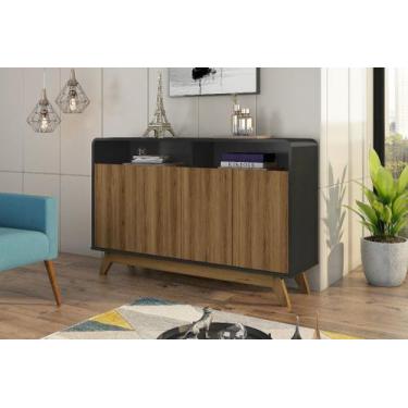 Imagem de Aparador Buffet 4 Portas Nature Black - Ecoos - FABRIMOVEIS 