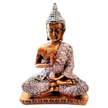 Imagem de Buda Hindu Iluminado Chakras Feng Shui Decor - Silver Golden - Retrofe