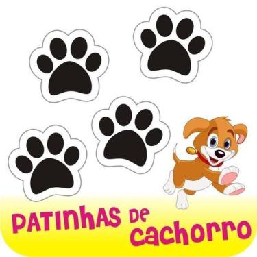 Imagem de Cartela com 24 Adesivos - Patinhas De Cachorro - Pegadas Em Vinil - Mi