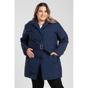 Imagem de Sobretudo Feminino Plus Size Microfibra Forrado Bolsos Frente - Serena