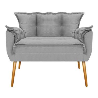 Imagem de Kit Namoradeira e 02 Poltronas Opala Base Giratória de Madeira Suede C