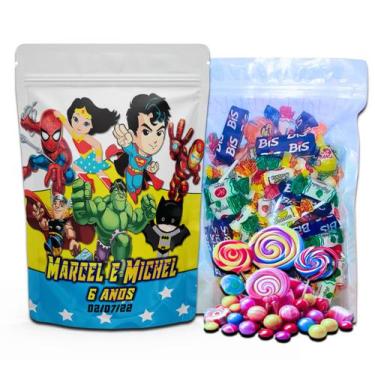 Imagem de Kit Festa Com 5 Saquinhos Em Pé 12x19cm Vários Temas - Mundo da Bina, 
