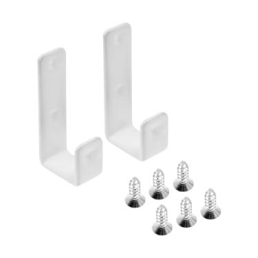 Imagem de Joyangy 2 ganchos de escada de beliche resistentes, ganchos de gancho J de metal revestido de PVC branco de 2,5 cm, suportes de ferragens de escada de biblioteca utilitária para escadas de cama de