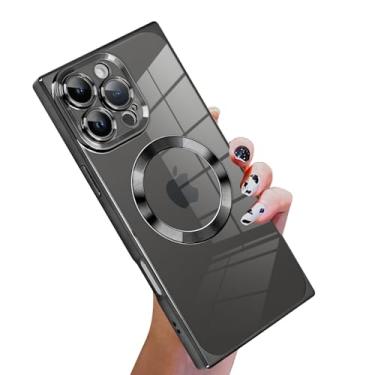 Imagem de KANGHAR Capa projetada para iPhone 16 Pro Max transparente magnética com protetor de lente de câmera [compatível com MagSafe] Capa de proteção à prova de choque de corpo inteiro com design bonito de