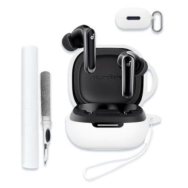 Imagem de Capa para Soundcore by Anker P40I, protetor de silicone macio, portátil, resistente a arranhões, compatível com Anker Soundcore P40I, capa rígida com kit de limpeza, mosquetão e cordão, branca