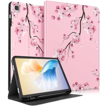 Imagem de Wazzasoft Capa para Samsung Galaxy Tab A7 de 10,4 polegadas para mulheres e meninas, capa fólio com suporte para lápis, design bonito e bonito, flor floral feminina, Kawaii, capas de tablet exclusivas