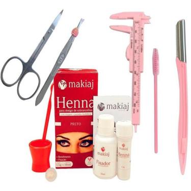 Imagem de kit renna de sobrancelha profissional completo henna makiaj escovinha 
