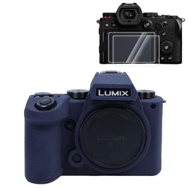 Imagem de Rieibi Capa de silicone para câmera Panasonic Lumix DC-S5II /Panasonic Lumix DC-S5IIX com 2 películas protetoras, capa leve para câmera Panasonic Lumix S5 II X/Panasonic Lumix S5 II, Azul, Capa para