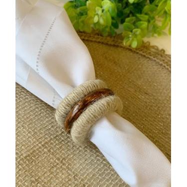 Imagem de Porta Guardanapo de Anel de Madeira Rústico, Conjunto de 6 Unidades