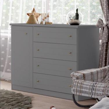 Imagem de Cômoda Mississipi 01 Porta 04 Gavetas Henn, Cinza
