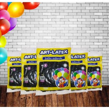 Imagem de Kit 5 Un Balão Liso Número 9 com 50 Unidades Art Látex Preto - Arte-La